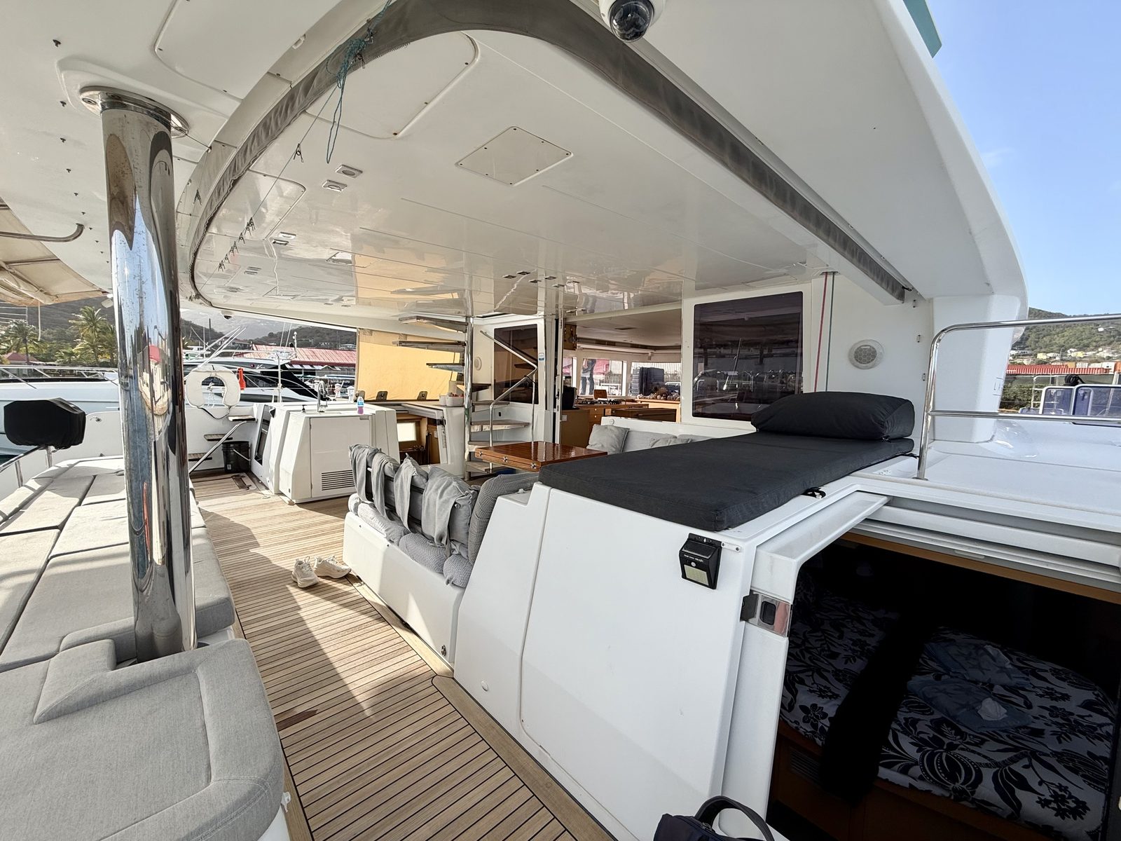 Pretty Lucky — aft exterior deck at the marina